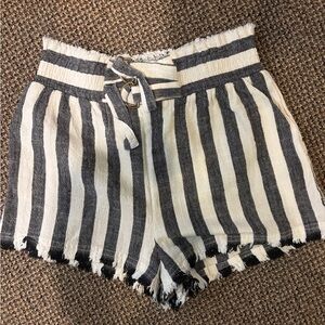 Striped Black and White Women Shorts